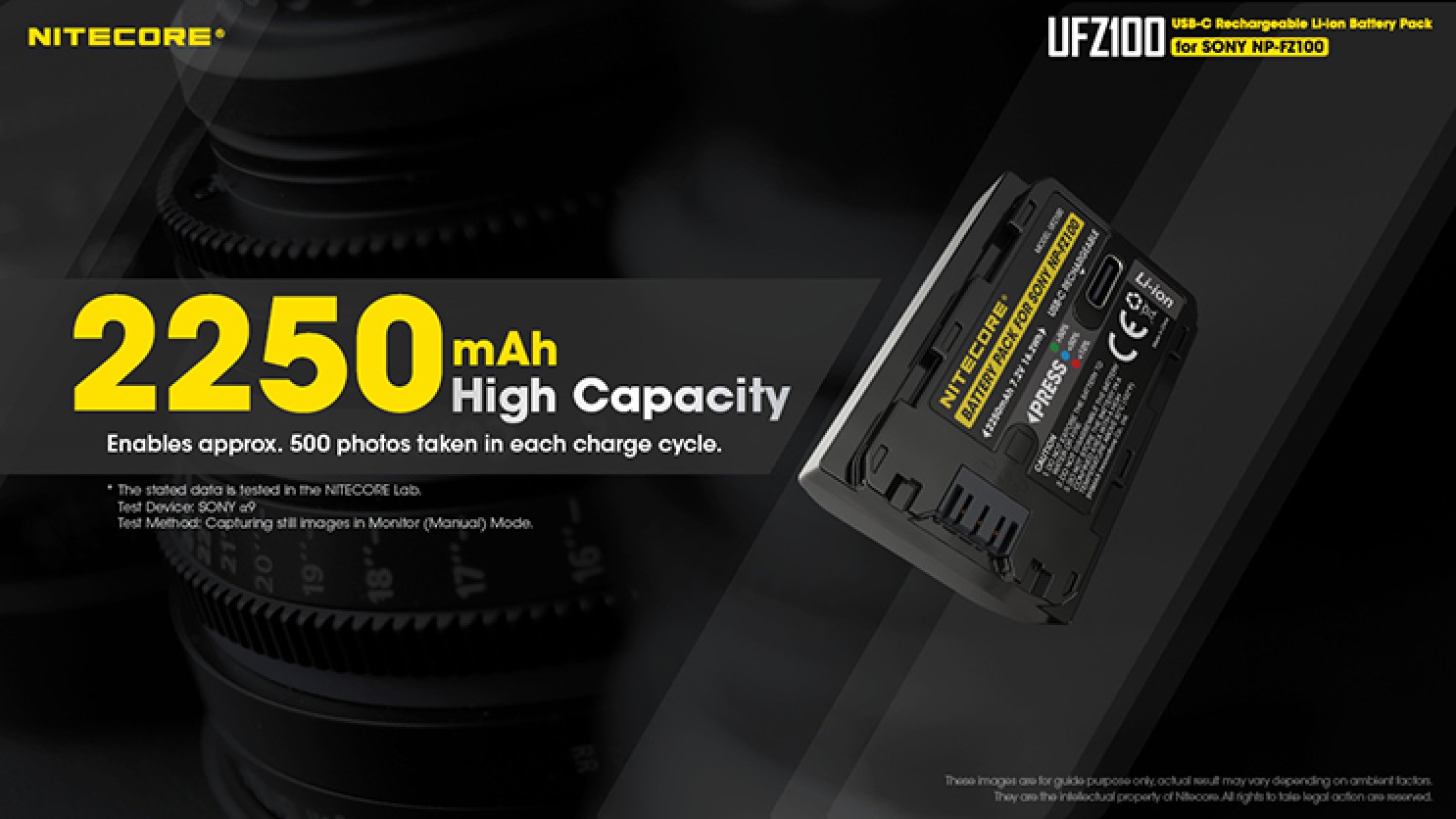 Nitecore UFZ100 USB Camera battery for Sony NP-FZ100