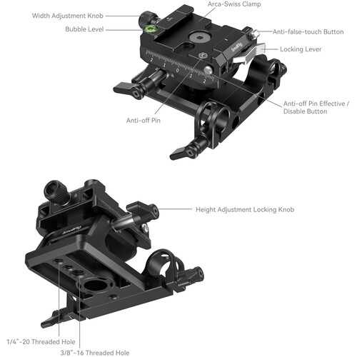 1022205_D.jpg - SmallRig Arca-Swiss/Manfrotto-Type Height-Adjustable Mounting Plate Set 4233
