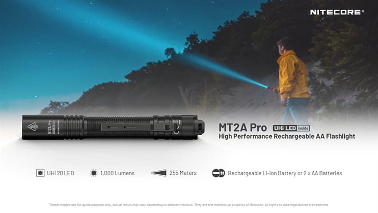 1023485_A.jpg - Nitecore MT2A Pro 1000 Lumen LED EDC Rechargeable Flashlight, Use 2x AA - Image 1