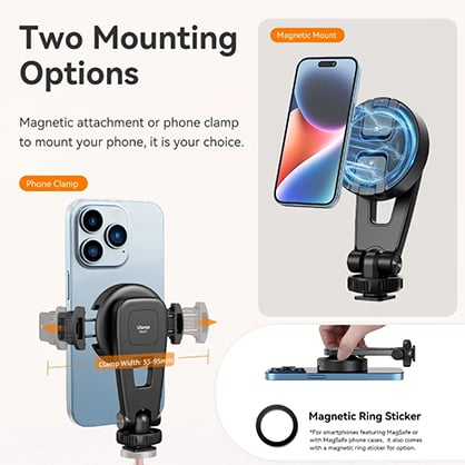 1023845_A.jpg - Ulanzi Cold Shoe MagSafe 2-in-1 Phone Holder Clamp - Image 1