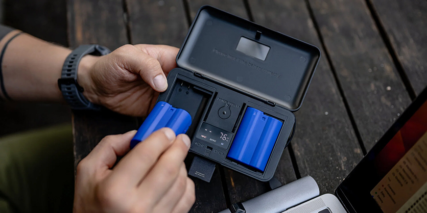 1023855_A.jpg - Newell LCD dual charger with power bank and SD card reader for Canon LP-E6N - Image 1