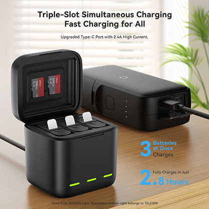 Telesin Retractable Charging Box for GoPro Hero 13 - Best Available Image