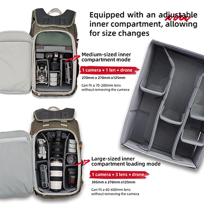 1023816_B.jpg - VSGO Pocket Ranger Backpack Off-White Green 25L - Image 2