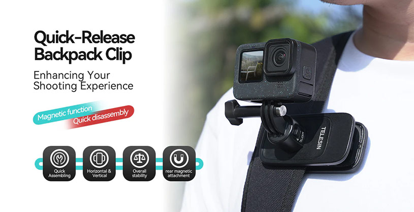 Best image for Telesin Magnetic Backpack Clip (Quick Release Version)