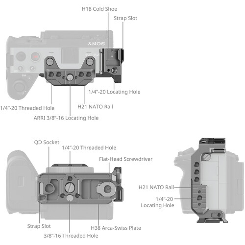 1025736_A.jpg - SmallRig HawkLock Quick Release Half Cage for Sony FX3 and FX30 4772 - Image 1