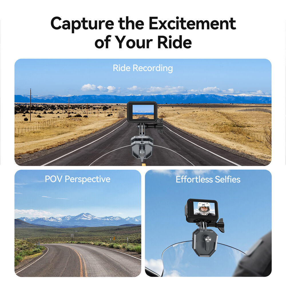 1026126_A.jpg - Telesin Telesin Windshield Clamp Mount Action Cameras DJI GoPro insta360 - Thumbnail 1