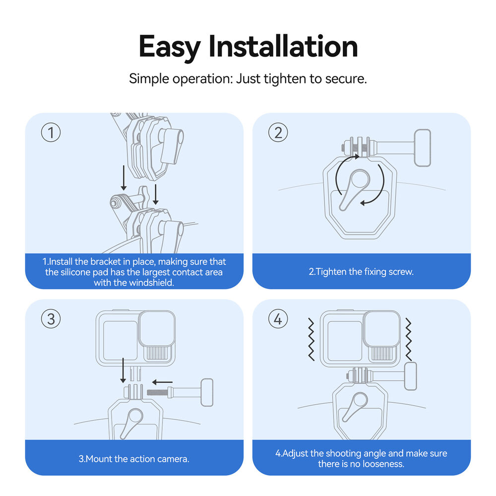 1026126_E.jpg - Telesin Telesin Windshield Clamp Mount Action Cameras DJI GoPro insta360 - Image 5