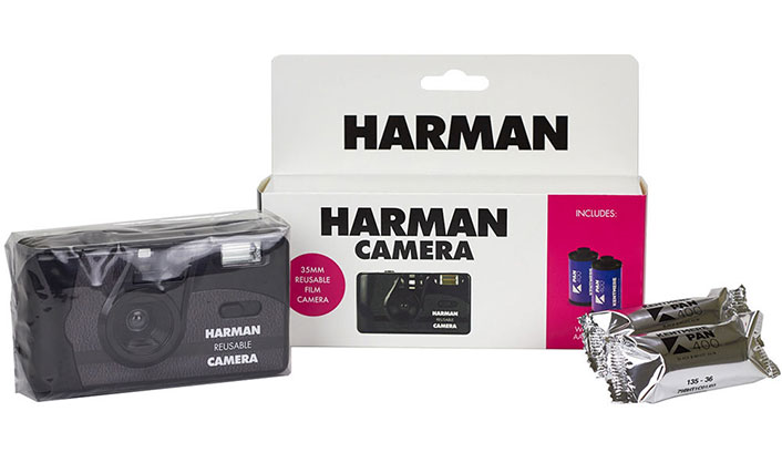 Harman Reusable 35mm Camera with Flash with 2x Kentmere B&W 400 Film