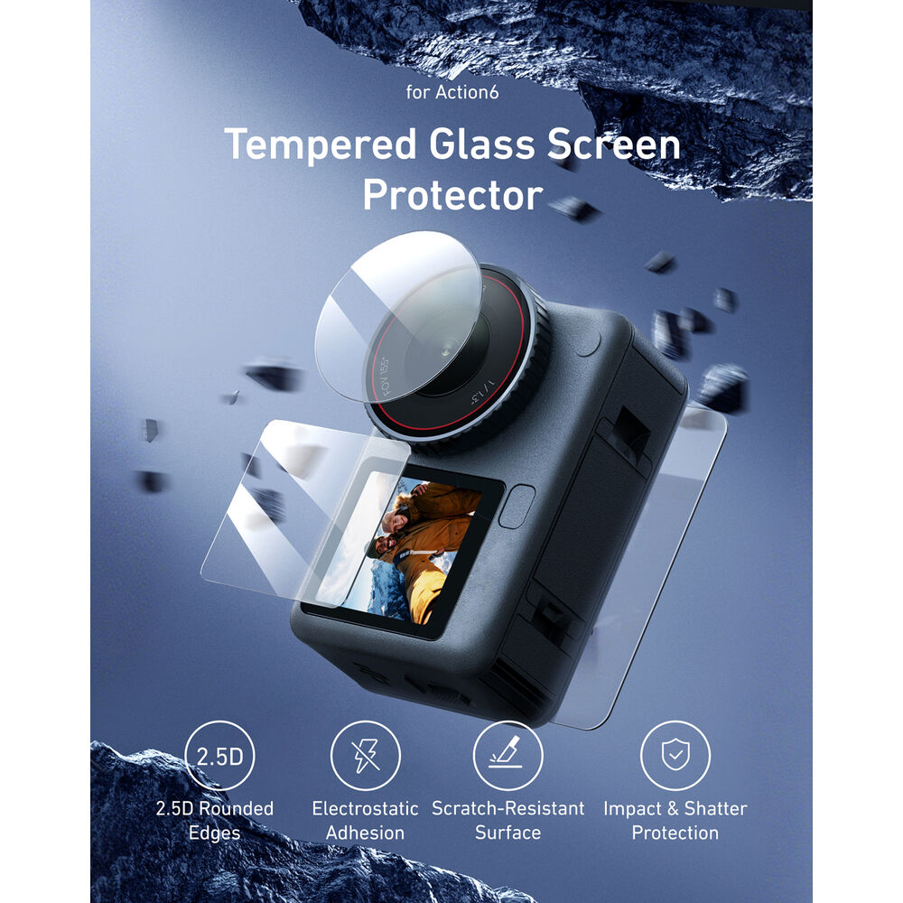 Telesin Tempered Glass Lens  &  Screen Protector Set for DJI Osmo Action 6 - Best Available Image
