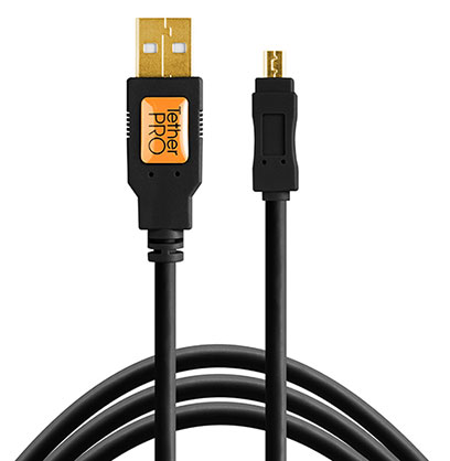 Tether Pro USB 2 to Mini-B 8pin 15 feet (4.6m) Black