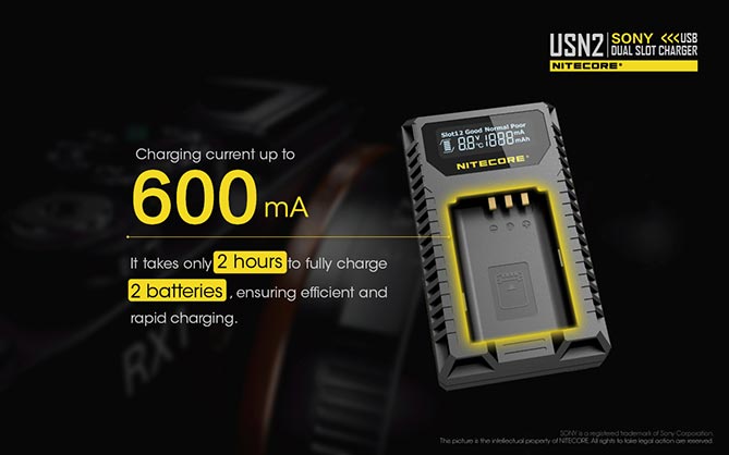 1020008_C.jpg - Nitecore USN2 Battery Charger for Sony NP-BX1