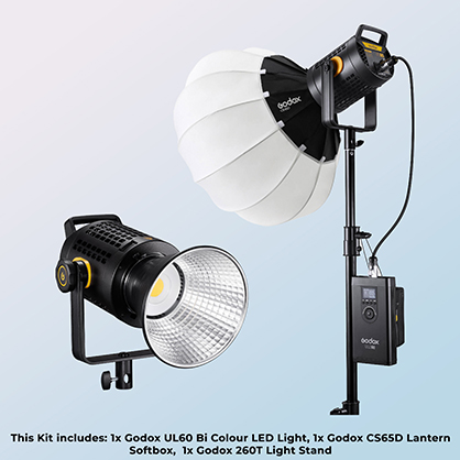 Godox UL60 Small Video Key Light Kit - Light + Lantern Soft Box + Stand