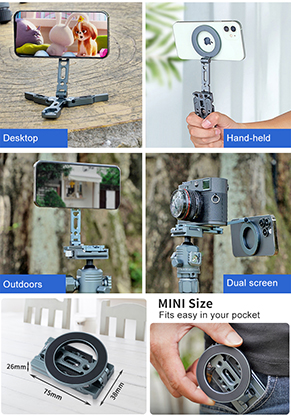 1023818_D.jpg - XILETU MagSafe Magnetic Phone Holder / Foldable Mini Tripod / Arcra Swiss Plate - Image 4