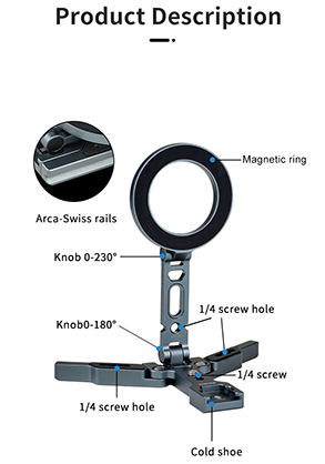 1023818_E.jpg - XILETU MagSafe Magnetic Phone Holder / Foldable Mini Tripod / Arcra Swiss Plate - Image 5