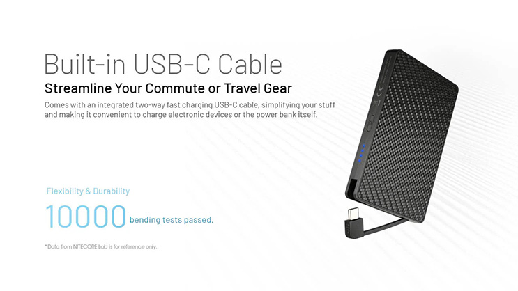 1024608_B.jpg - Nitecore Pocket 10000 USB-C Power Bank with Built-In Cable - Thumbnail 2