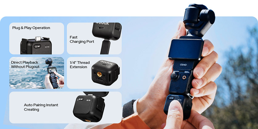 1025378_B.jpg - Godox Cube-OP3 1-Person Wireless Microphone for DJI Osmo Pocket 3 - Image 2