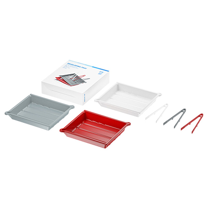 1025868_A.jpg - JJC Developing Tray Kit including Tongs  - White, Grey and Red - Image 1