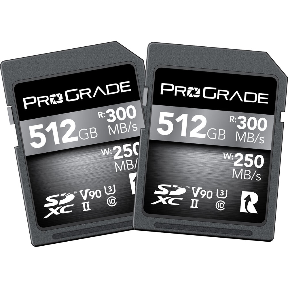 ProGrade 512GB UHS-II Cobalt SDXC V90 SD Card R300MB/S W250MB/S (2-Pack) - Best Available Image