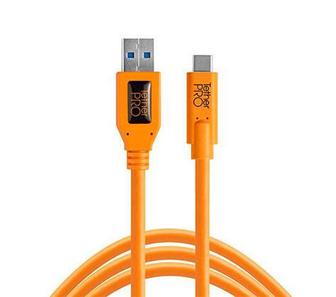 Tether Pro USB 3.0 to USB-C 15 feet (4.6m) Orange
