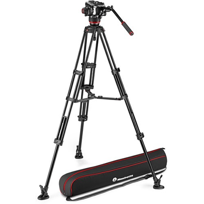 Manfrotto 504X Fluid Video Head and MVTTWINMA Alum Tripod with Mid-Level Sprea