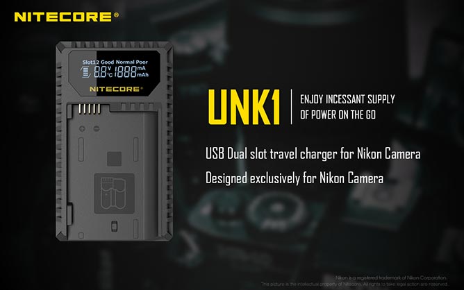Nitecore UNK1 Battery Charger for Nikon EN-EL14 EN-EL14a EN-EL15 EN-EL15C