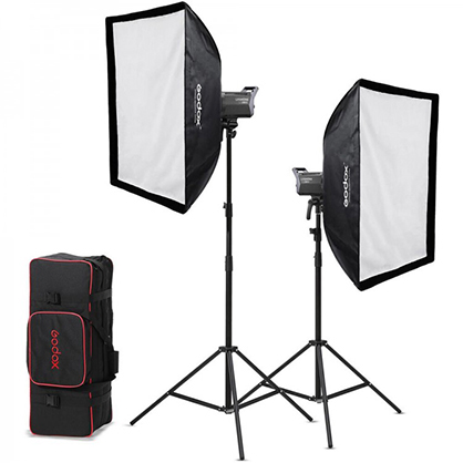 Godox Litemons LA200Bi LED 2-Light Kit with Stands and Softboxes