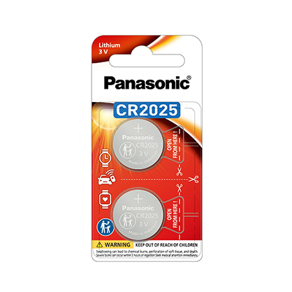 Panasonic CR-2025PT 2B Battery 3V LITHIUM CR2025 PK2