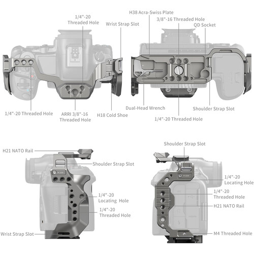 1023899_B.jpg - SmallRig HawkLock Quick Release Camera Cage for Canon EOS R5 Mark II 4977 - Thumbnail 2