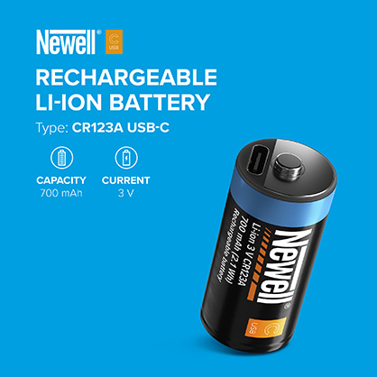 Newell 2x USB-C CR123A Rechargable Battery - 600 mAh - Best Available Image