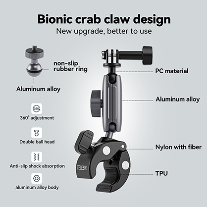 1026729_A.jpg - Telesin Crab Claw Clamp for action camera and phone - Image 1