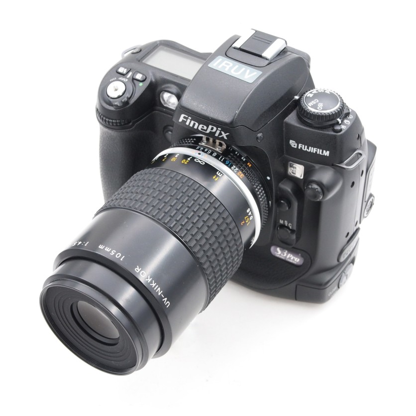 Nikon MF 105mm F4.5 AIS UV-Nikkor Lens + 9 Filters and bonus Fujifilm S3pro UVIR Body to use it on!